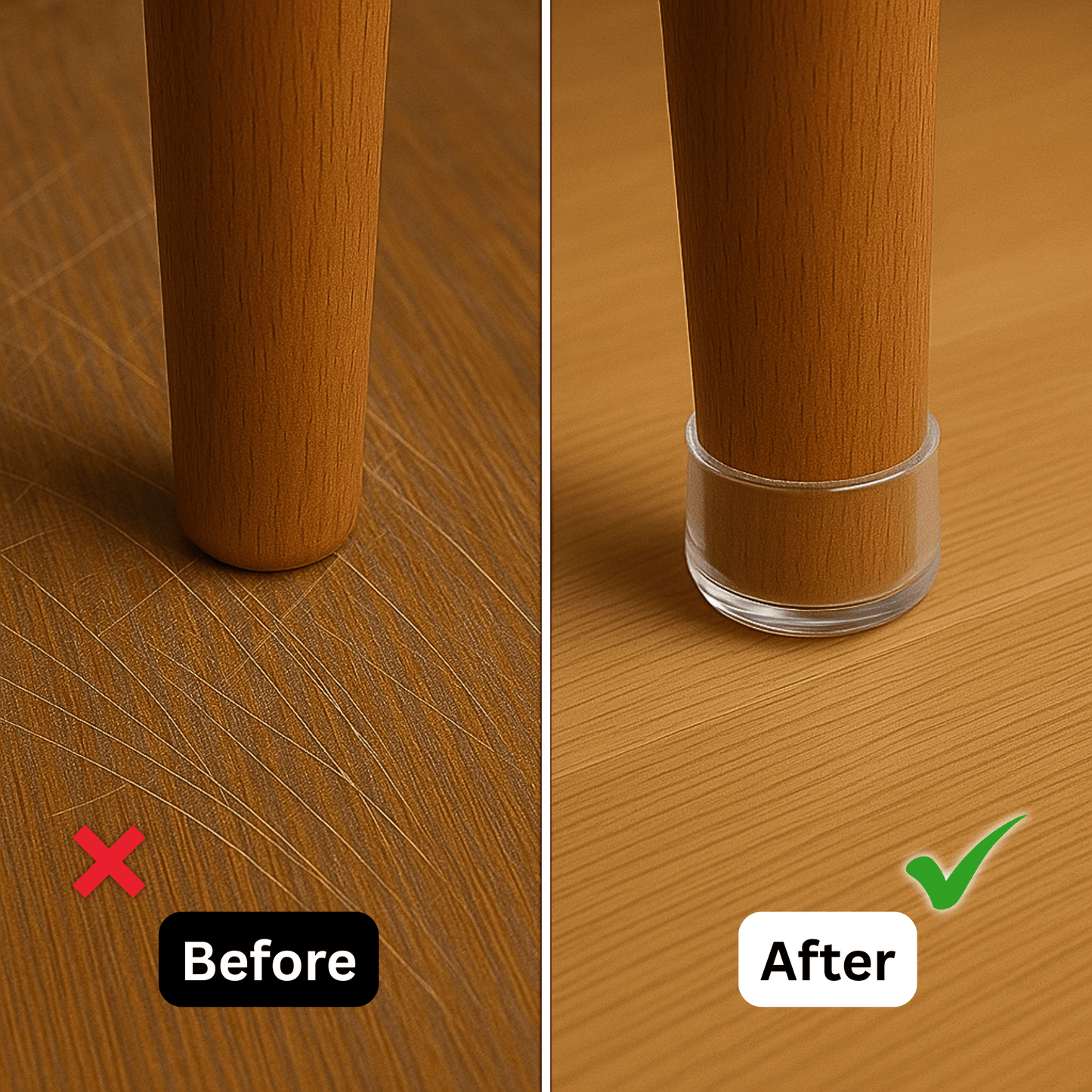 Round Felt Silicone Chair Leg Protectors | Scratch & Noise-Free
